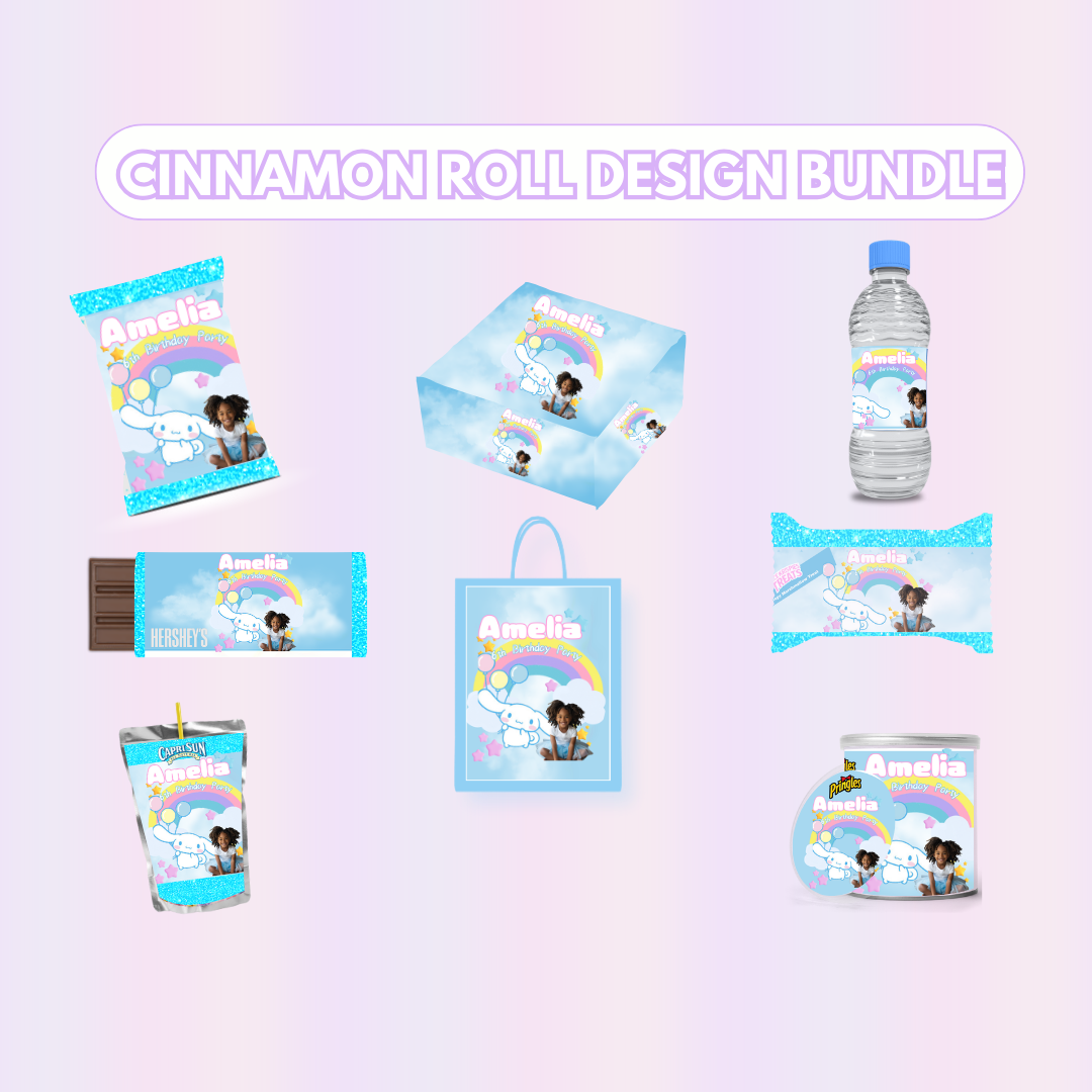 Cinnamon Roll Party Favor Design Bundle