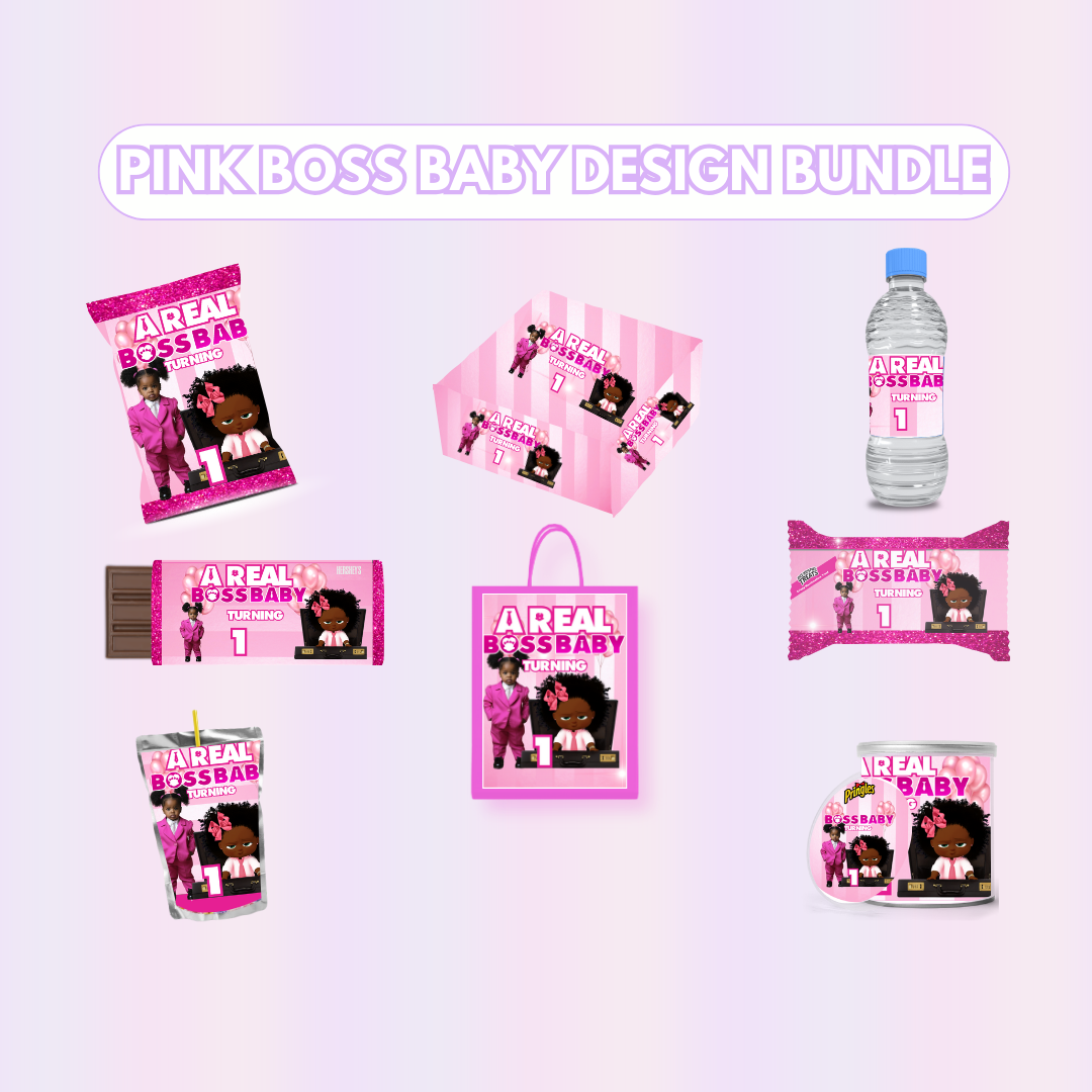 Pink Boss Baby Party Favor Design Bundle