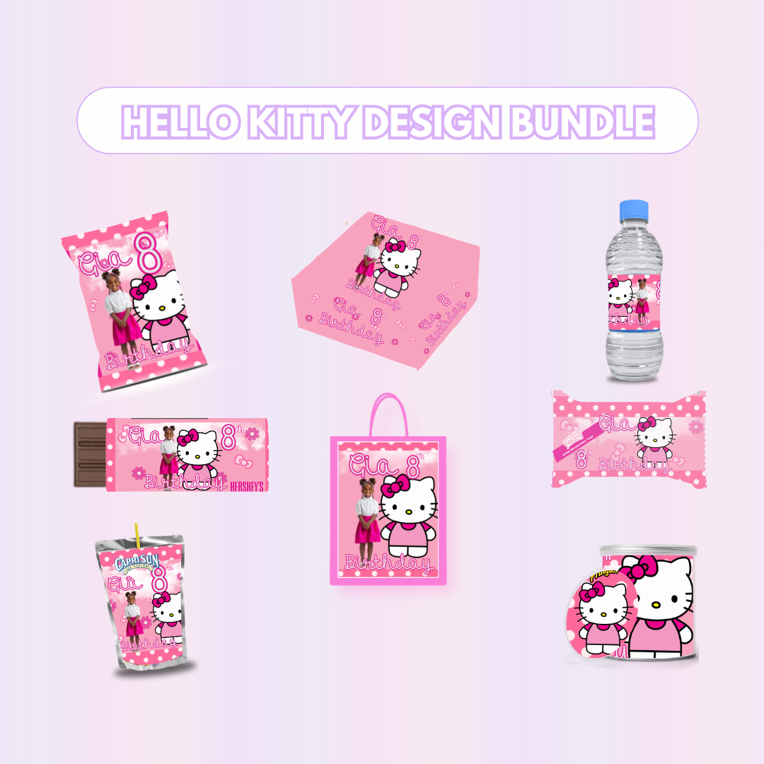 Pink Kitty Party Favor Design Bundle