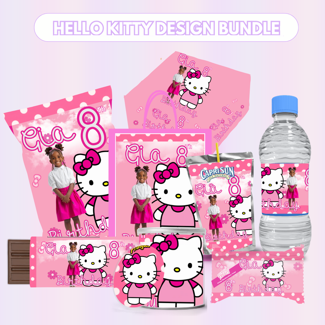 Pink Kitty Party Favor Design Bundle