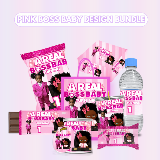 Pink Boss Baby Party Favor Design Bundle